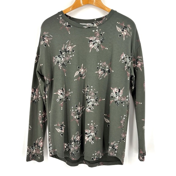 Catherine Malandrino Olive Green Floral Print Long Sleeve Sweatshirt, Large - Picture 12 of 16
